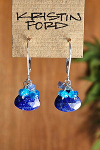 Lapis Lazuli, Neon Apatite & Tanzanite Earrings EBL1423