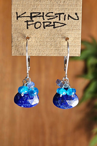 Lapis Lazuli, Neon Apatite & Tanzanite Earrings EBL1423