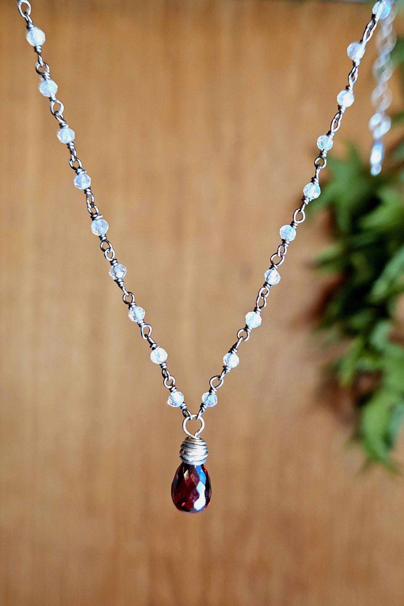 OX) Garnet & Labradorite Necklace  NRD2925OX