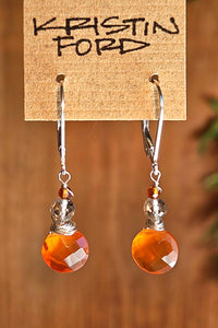 Carnelian, Smoky Quartz & Hessonite Earrings  ERD3025