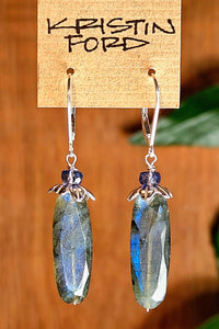 Labradorite & Kyanite Earrings  EBK1725