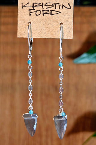 Black Moonstone "Shield" Earrings  EBK1825
