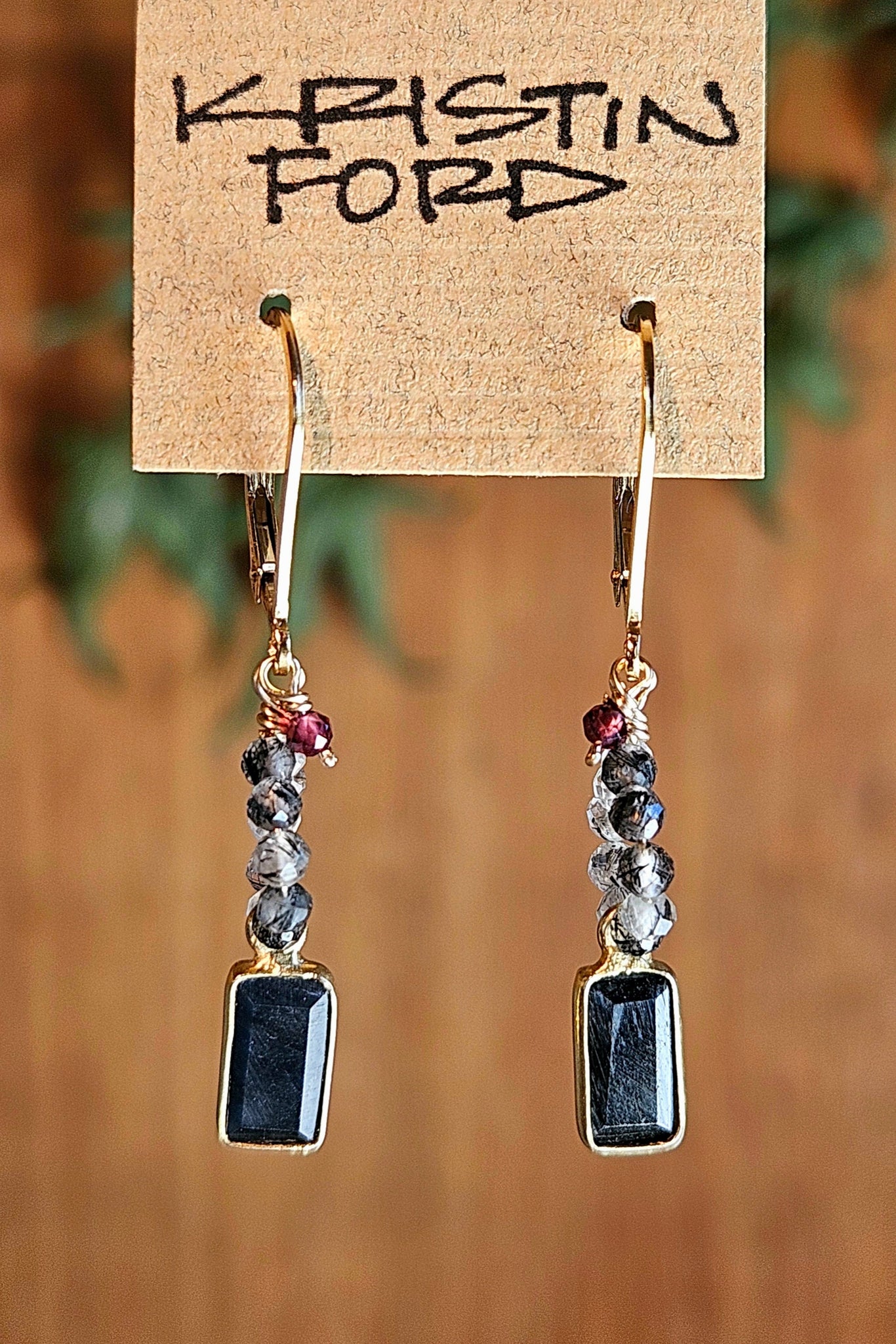 GF) Black Onyx & Black Tourmalinated Quartz Earrings  EBK2225G