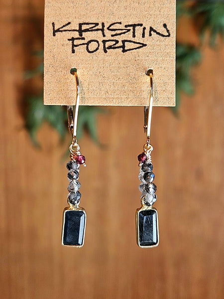 GF) NBK2225G Black Onyx & Black Tourmalinated Quartz Necklace