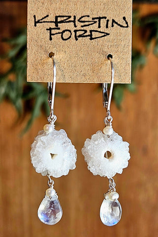 Stalactite & Rainbow Moonstone Earrings  EWH2525
