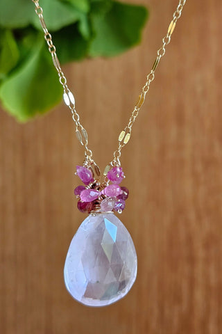 One of a Kind GF) Rose Quartz & Shaded Pink Sapphire Necklace