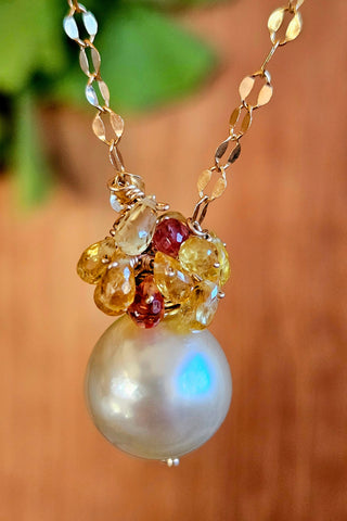 One of a Kind GF) South Sea Pearl & Golden Sapphire Necklace