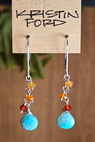 Turquoise, Red Onyx & Carnelian Earrings  EWH0625