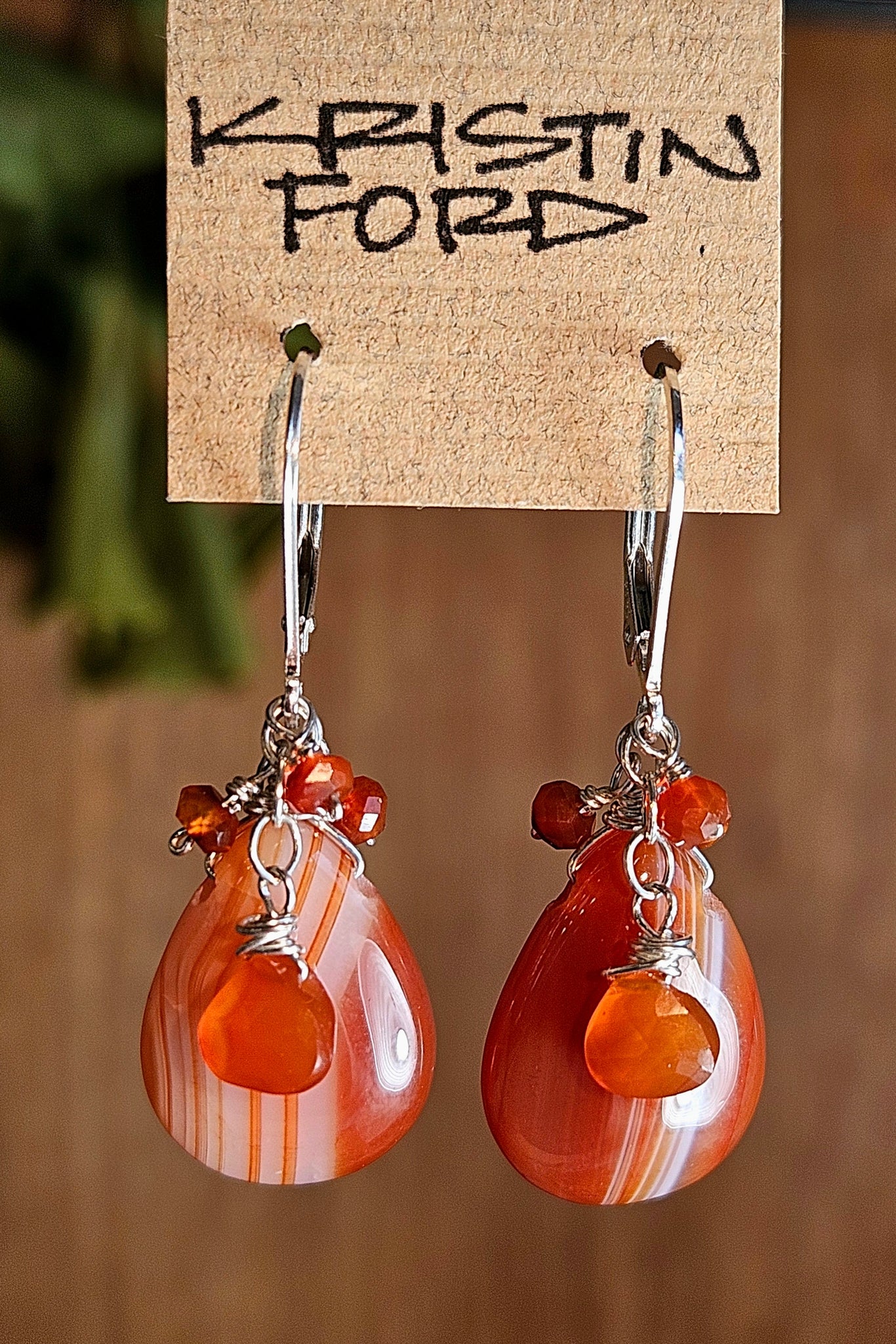 One of a Kind Sardonyx, Carnelian & Red Onyx Earrings