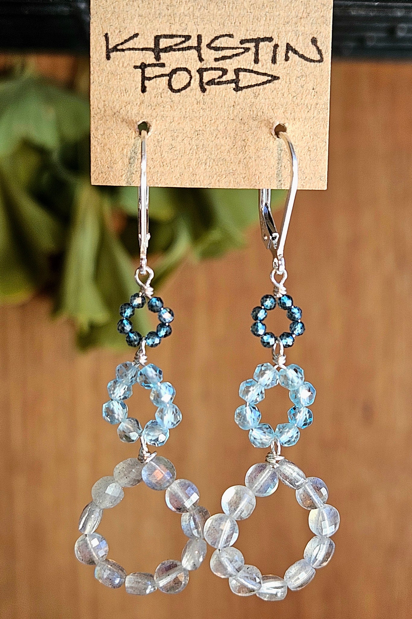 Limited Edition Labradorite, Apatite & London Blue Topaz Earrings ONE PAIR AVAILBLE
