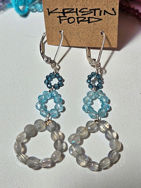Limited Edition Labradorite, Apatite & London Blue Topaz Earrings ONE PAIR AVAILBLE