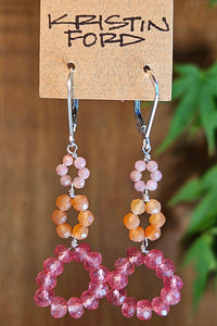 Strawberry Quartz, Peach Moonstone & Rhodochrosite Earrings  ERD4125