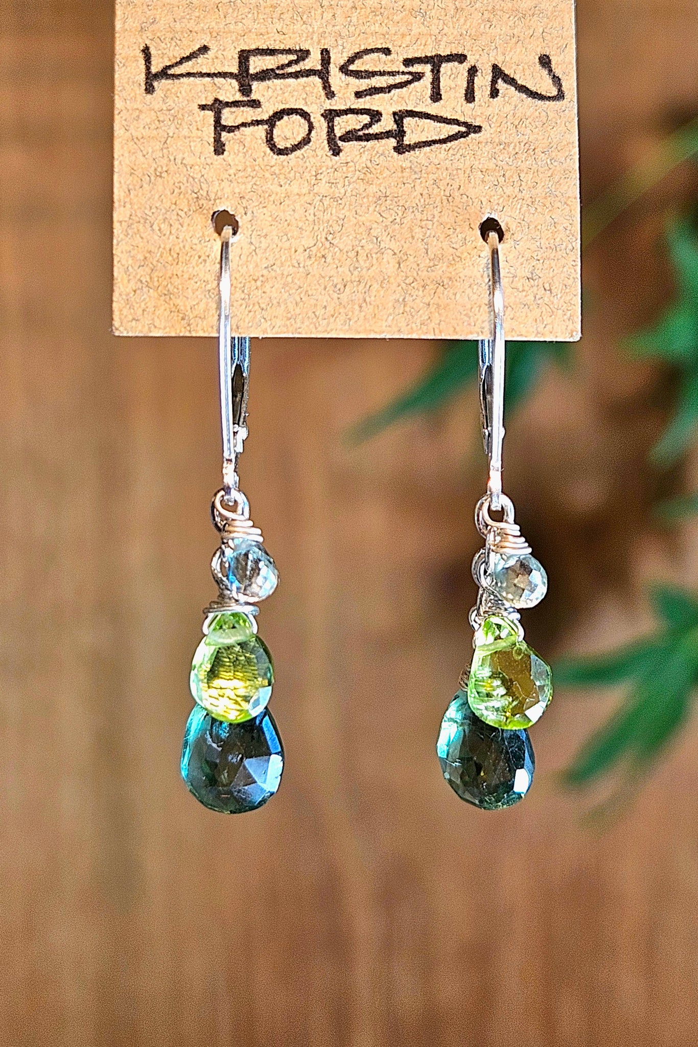 Green Apatite & Peridot Earrings on Sterling Silver lever backs.