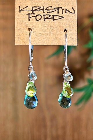Green Apatite & Peridot Earrings on Sterling Silver lever backs.