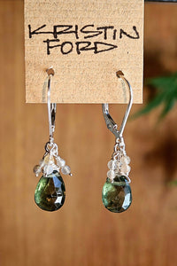 Green Apatite & Chocolate "Mocha" Moonstone Earrings  EGR2825