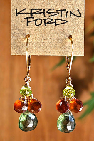 GF) Green Apatite, Hessonite & Peridot Earrings  EGR2125G