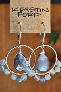 Black Moonstone & Aquamarine Earrings  EBK1925