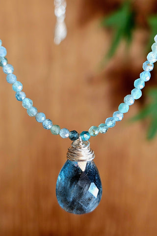 Moss Aquamarine & Grandidierite Necklace  NBL6025
