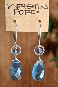 Moss Aquamarine & Indigo Kyanite Earrings  EBL6025