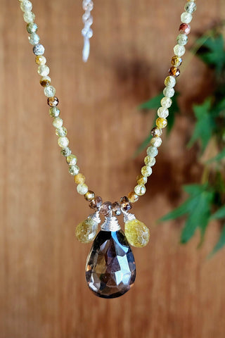 Smoky Quartz, Grossular Garnet & Andalusite Necklace  NBR2925