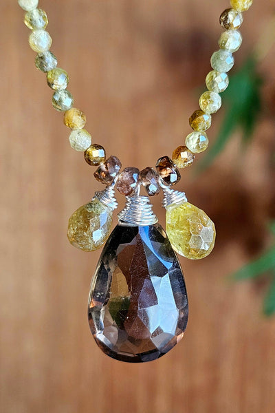 Smoky Quartz, Grossular Garnet & Andalusite Necklace  NBR2925