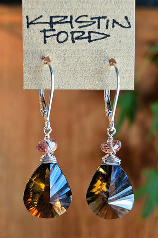 Whiskey Quartz & Color Change Garnet Earrings  EBR3125