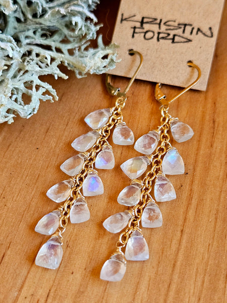 One of a Kind GF) Rainbow Moonstone Earrings