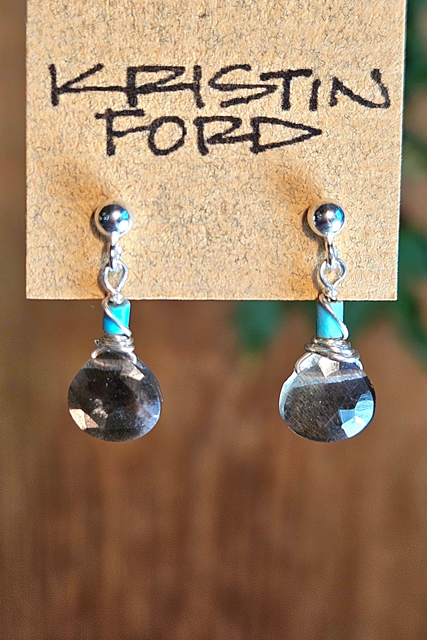 Black Moonstone Post Earrings  EBK3225