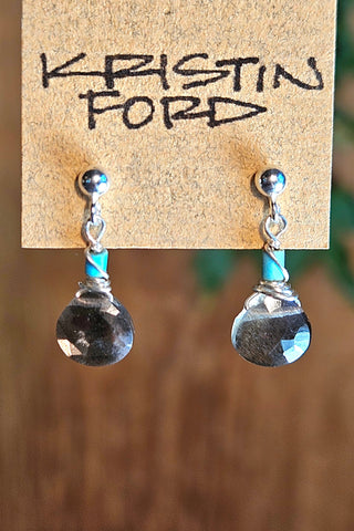 Black Moonstone Post Earrings  EBK3225