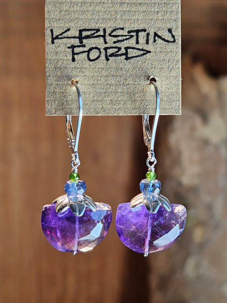 Amethyst, Kyanite & Tsavorite Earrings  EBL6425