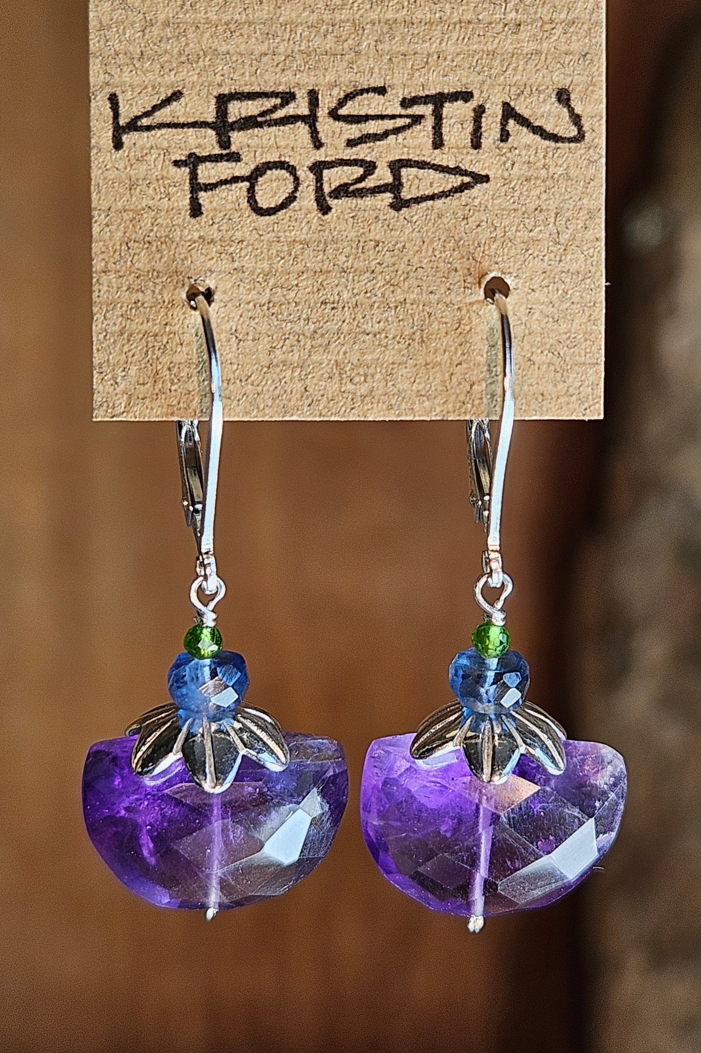 Amethyst, Kyanite & Tsavorite Earrings  EBL6425