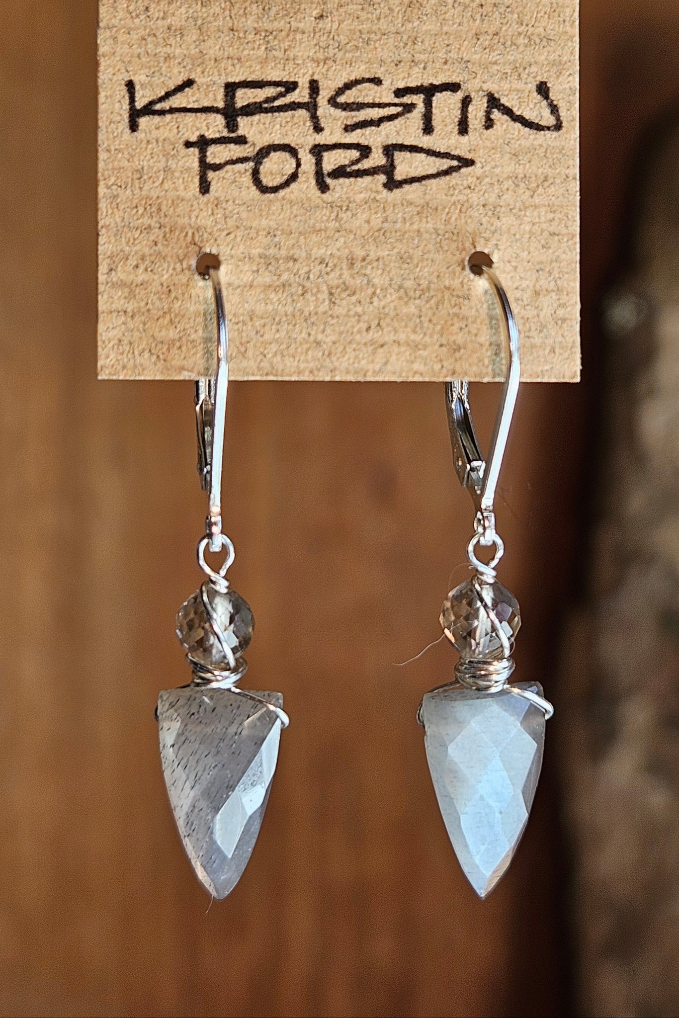Silver Moonstone & Smoky Quartz Earrings  EBK3325