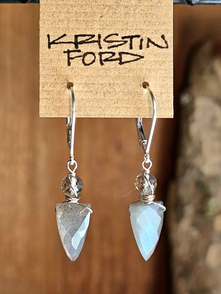 Silver Moonstone & Smoky Quartz Earrings  EBK3325