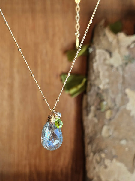 GF) Prasiolite, Peridot & Labradorite Necklace  NGR2425G
