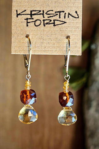 GF) Citrine & Hessonite Earrings  EBR3325G