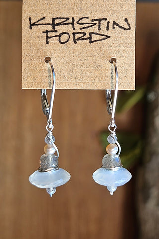 Moonstone, Labradorite & Pearl Earrings  EWH3625
