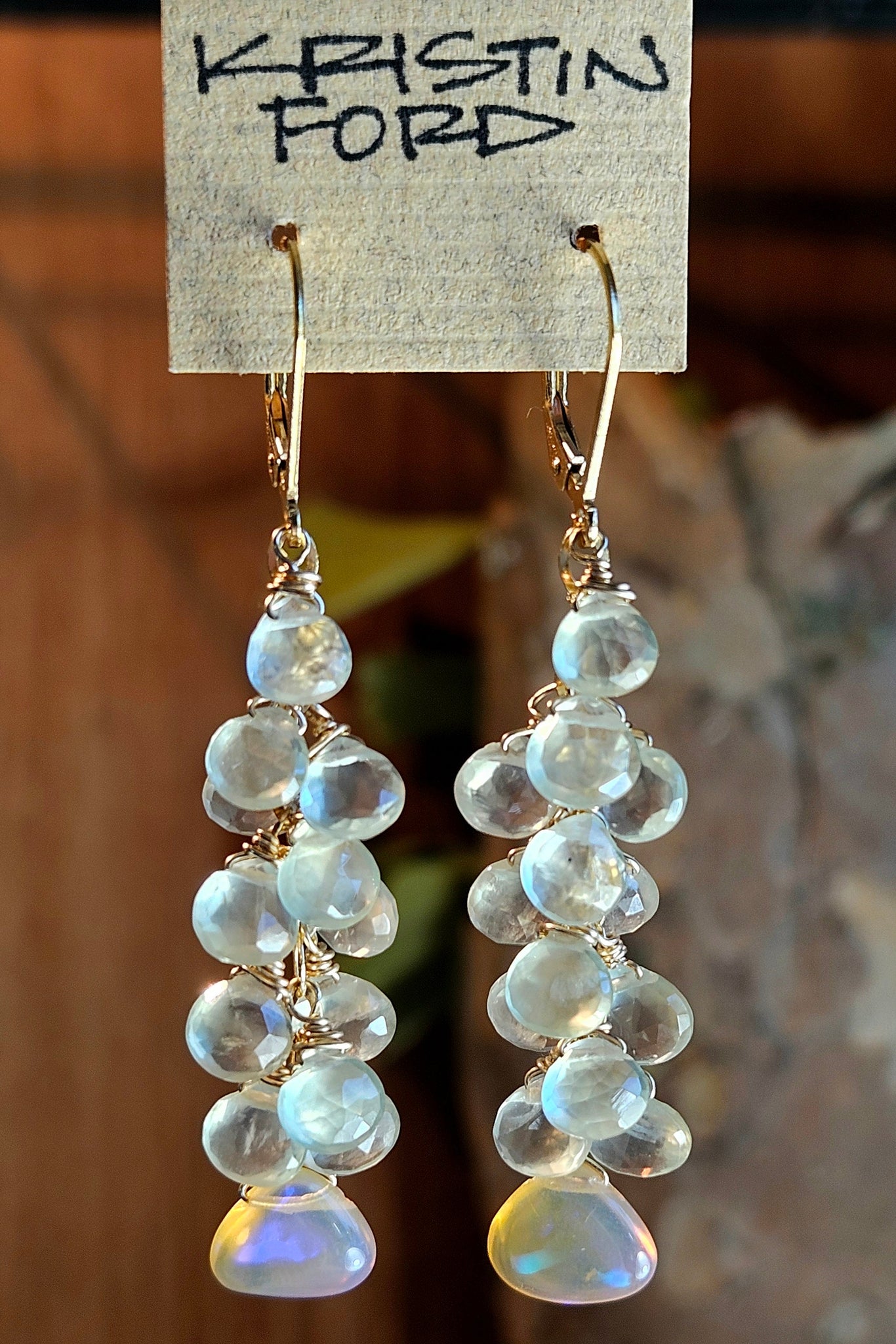 One of a Kind Opal & Prehnite Earrings