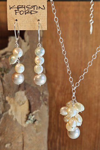 One of a Kind Pearl Necklace & Earrings