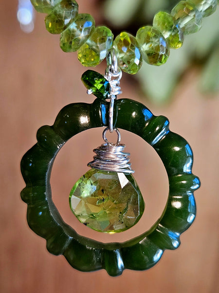 One of a Kind Peridot & Jade Necklace