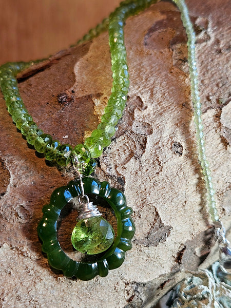 One of a Kind Peridot & Jade Necklace