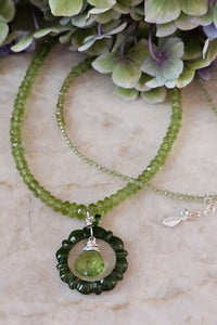 One of a Kind Peridot & Jade Necklace