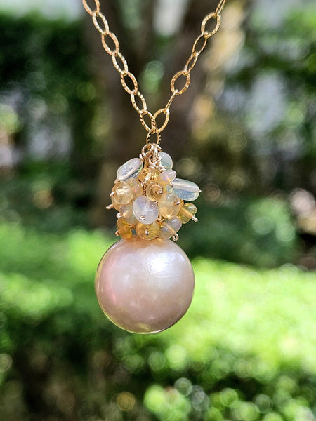 One of a Kind GF) Pearl, Opal & Citrine Necklace