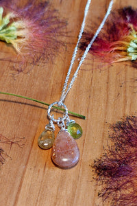 Sunstone, Grossular Garnet & Vesuvianite Necklace  NWH4025