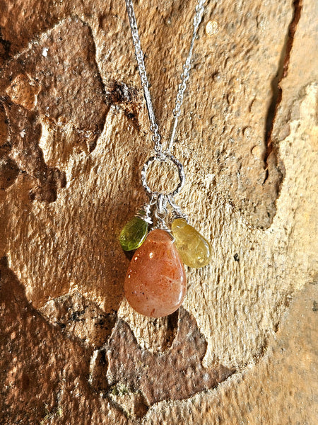 Sunstone, Grossular Garnet & Vesuvianite Necklace  NWH4025