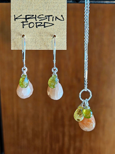 Sunstone, Grossular Garnet & Vesuvianite Necklace  NWH4025