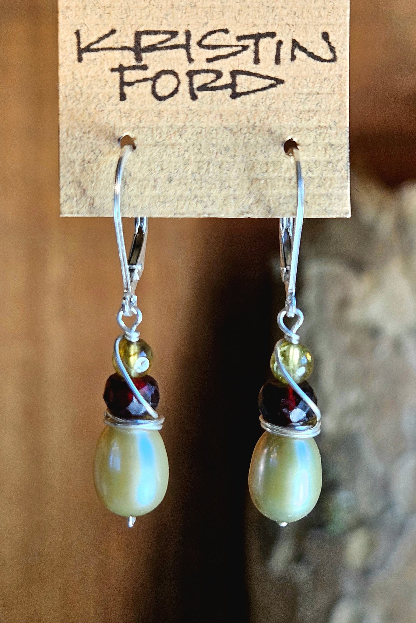 Pearl, Grossular & Red Garnet Earrings  EGR4225