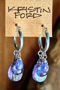 Amethyst, Iolite & Tanzanite Hoop Earrings  EBL6525