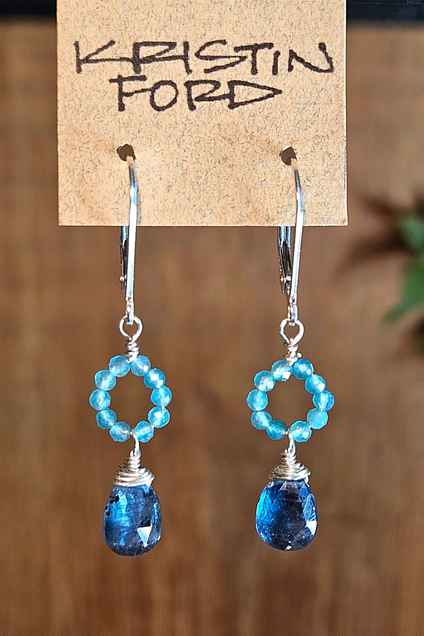 Indigo Kyanite & Neon Apatite Earrings  EBL6825