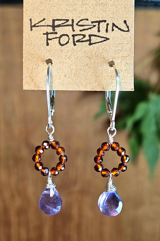 Amethyst & Hessonite Earrings  EBL6925