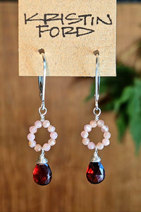 Garnet & Rhodochrosite Earrings  ERD4325